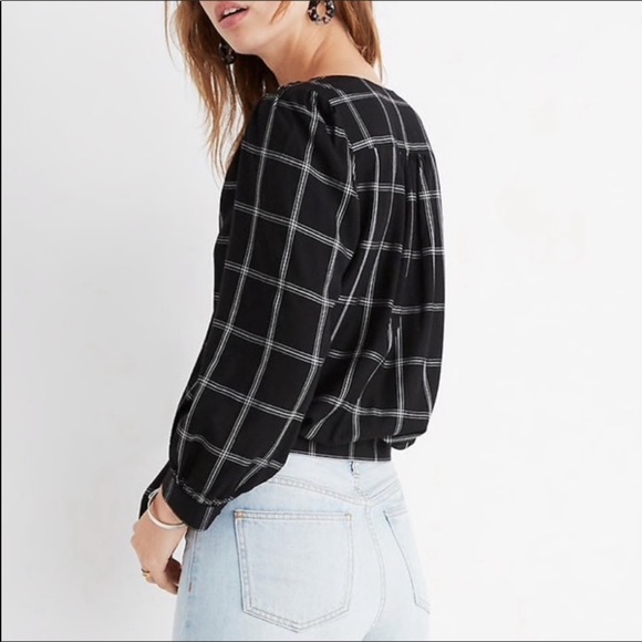 Madewell Wrap Top In Window Pane M - Picture 2 of 6